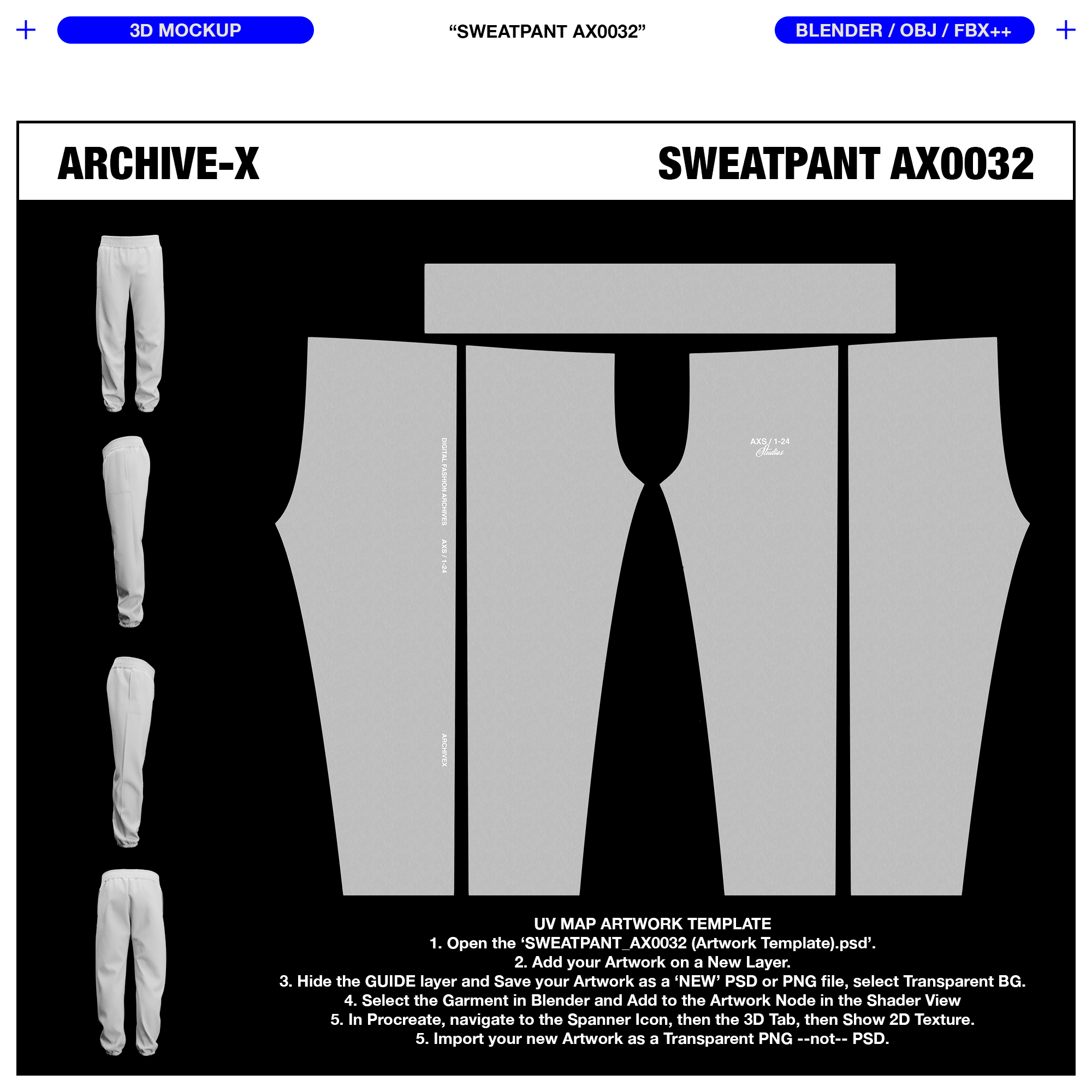 SWEATPANT AX0032 - 3D MOCKUP