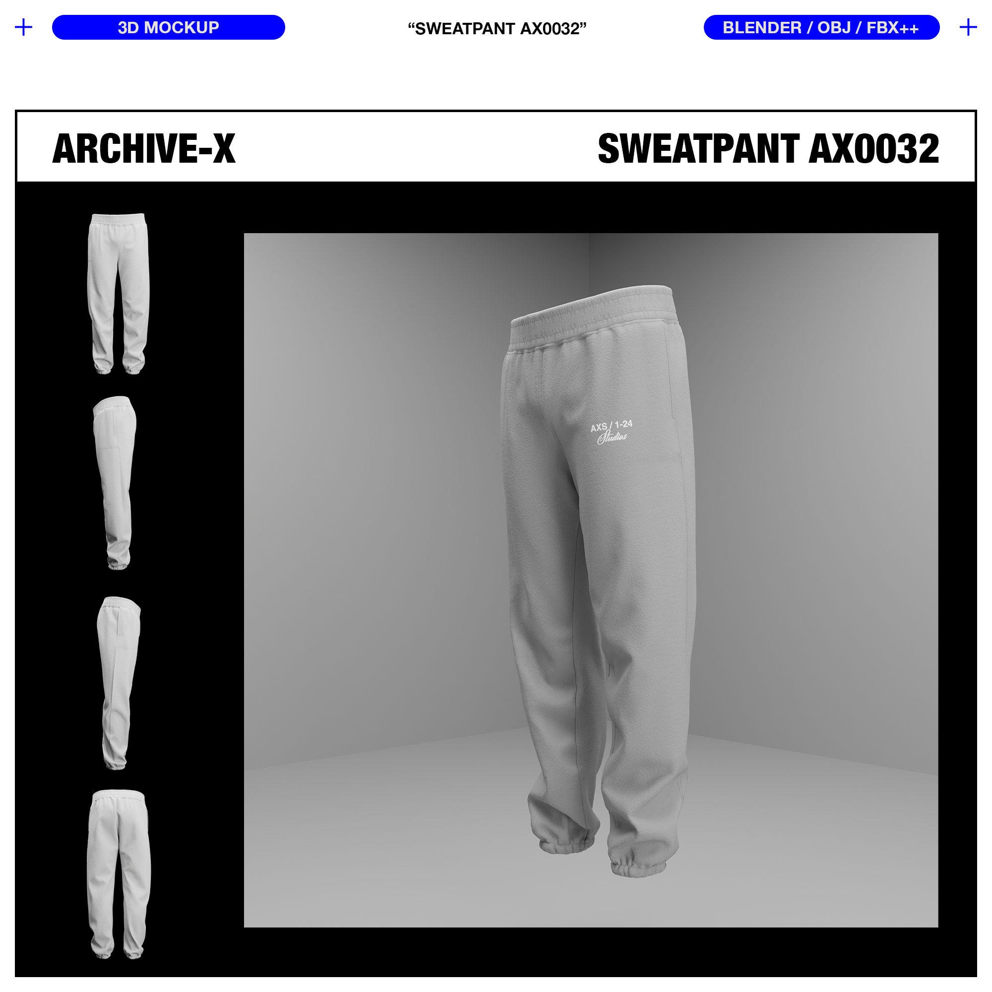 SWEATPANT AX0032 - 3D MOCKUP