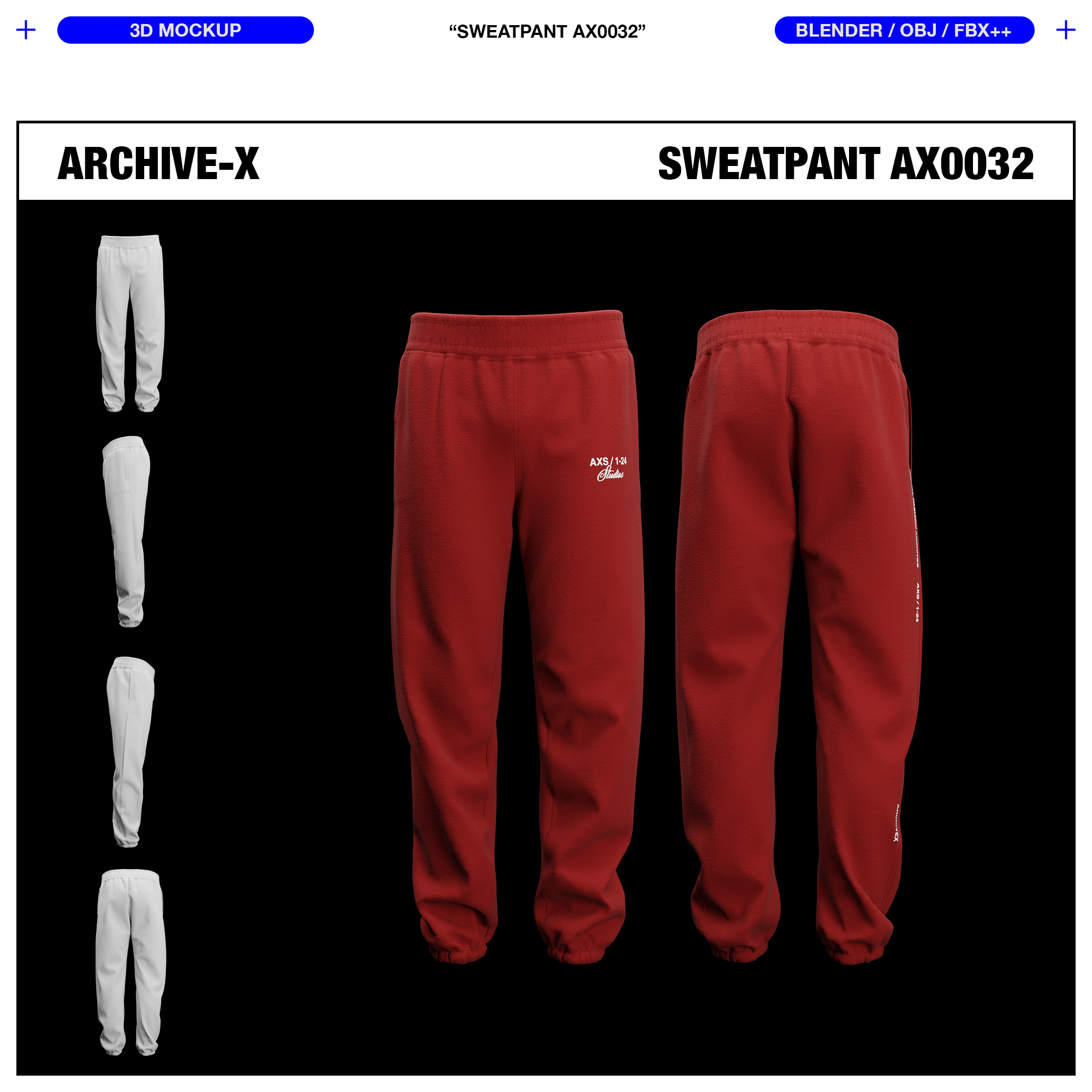 SWEATPANT AX0032 - 3D MOCKUP