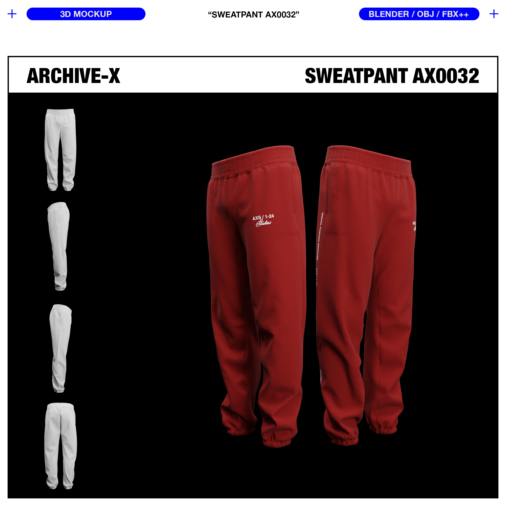 SWEATPANT AX0032 - 3D MOCKUP