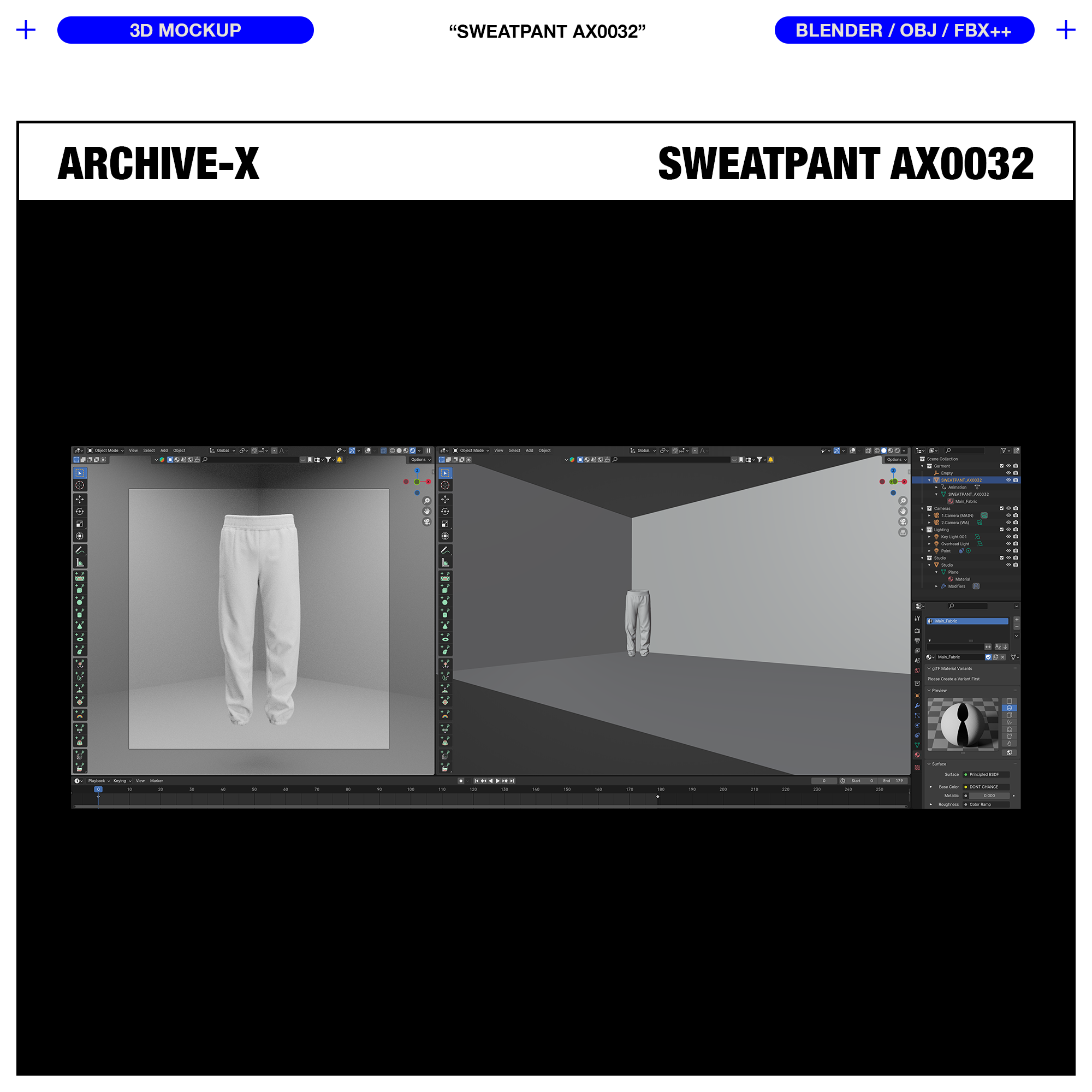 SWEATPANT AX0032 - 3D MOCKUP