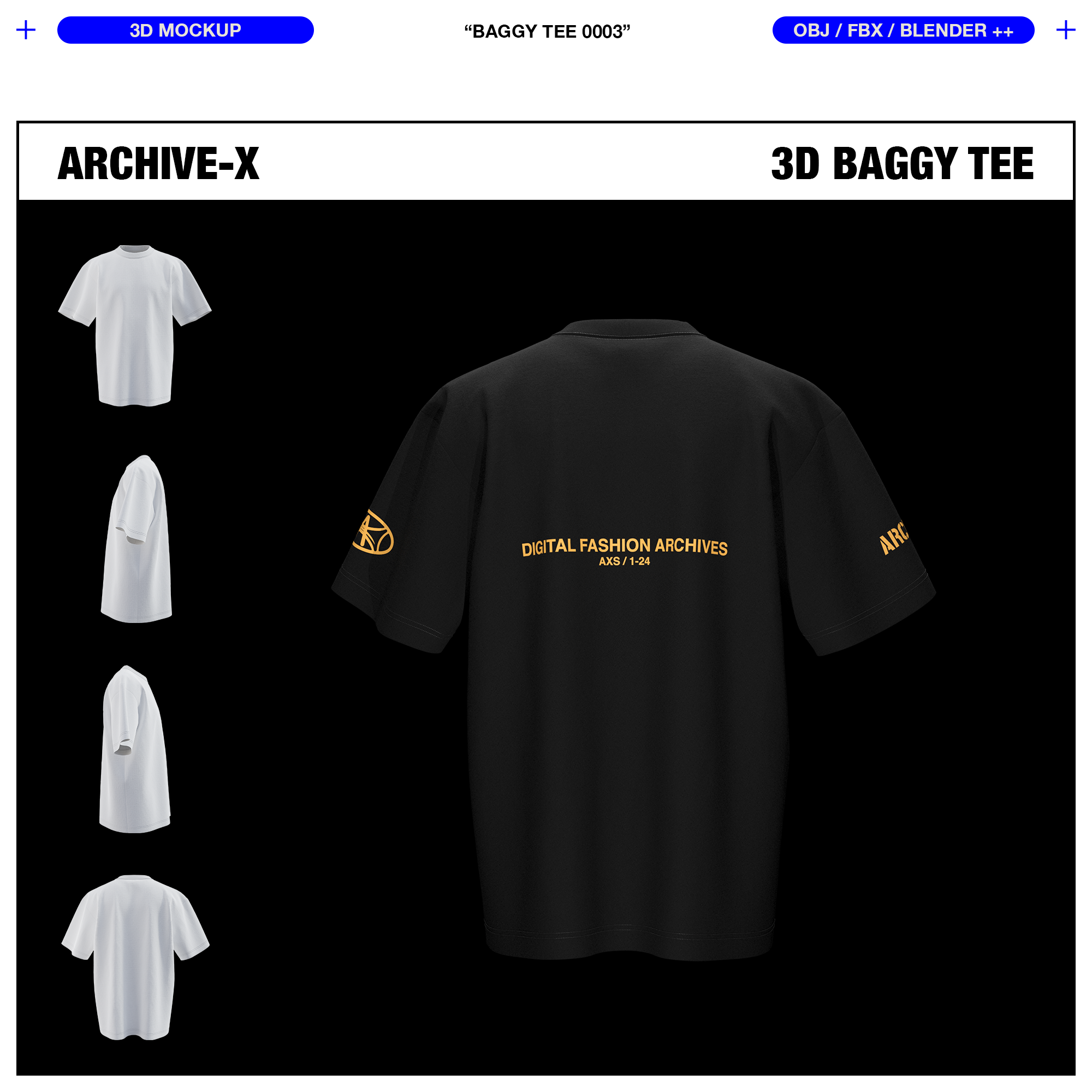 Back rendered view of the ARCHIVEX Baggy TShirt Mockup