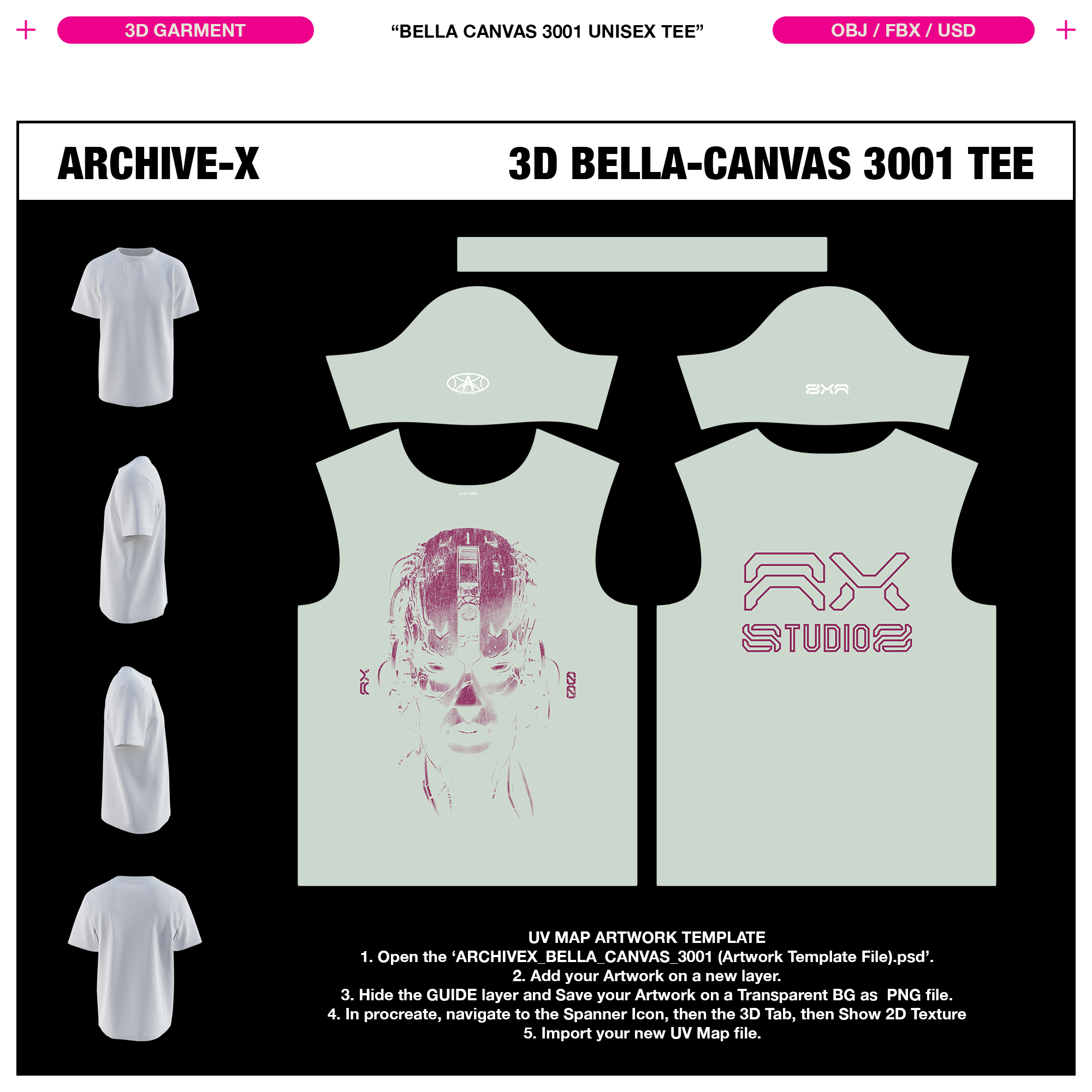 BELLA CANVAS 3001 UNISEX TEE - 3D GARMENT – ARCHIVEX-STUDIOS