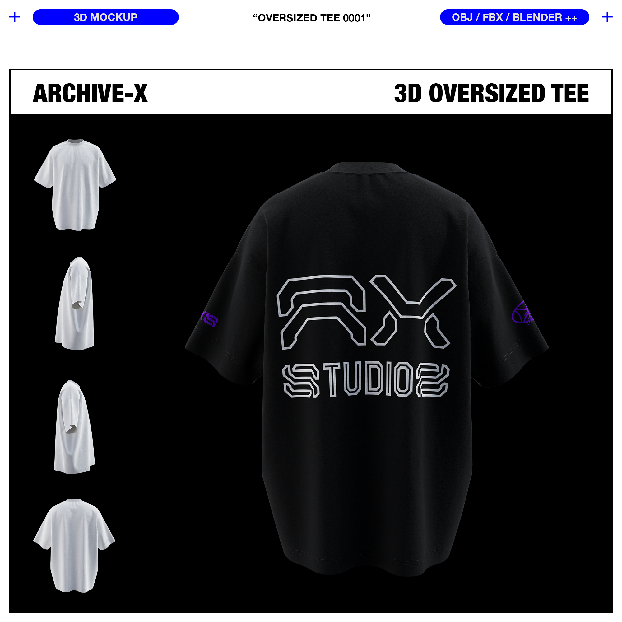 Back rendered view of the ARCHIVEX Oversized TShirt Mockup