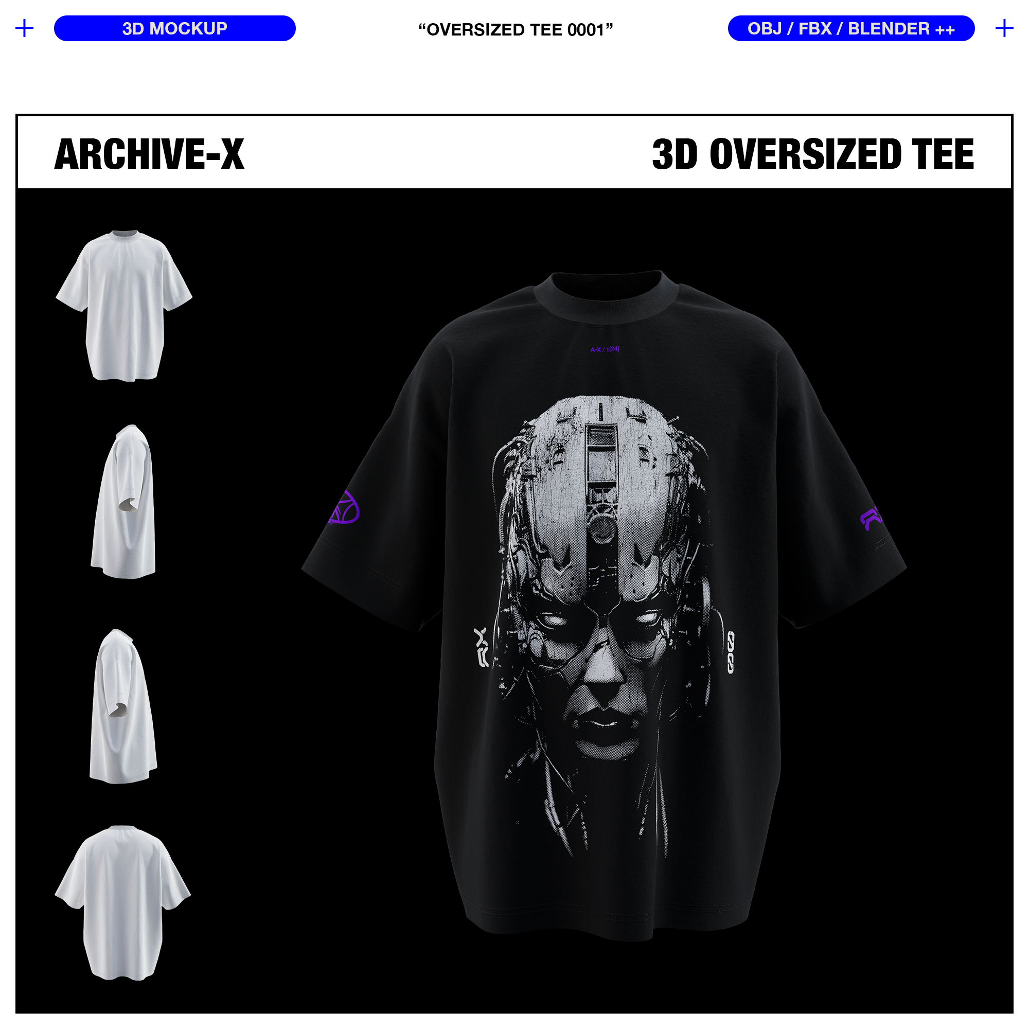 Front rendered view of the ARCHIVEX Oversized TShirt Mockup