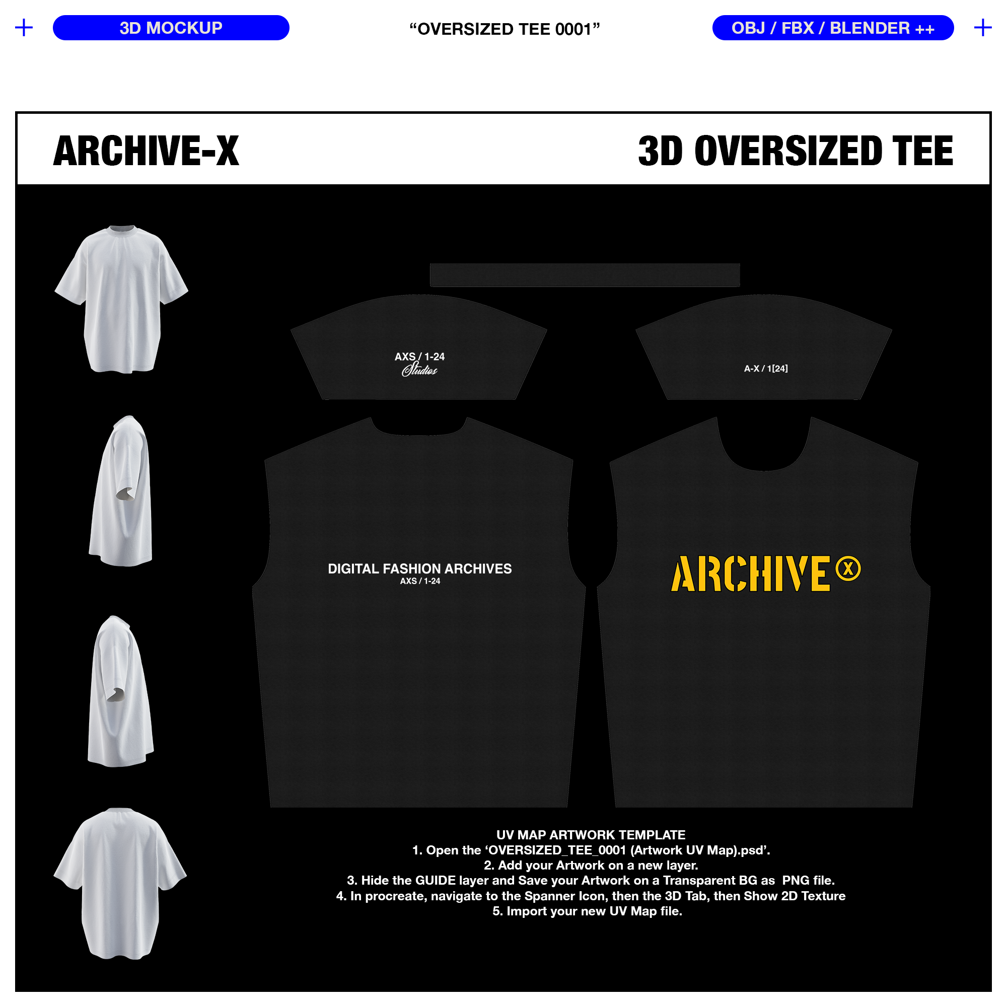 Artwork Template for adding artwork to the ARCHIVEX Baggy TShirt Mockup