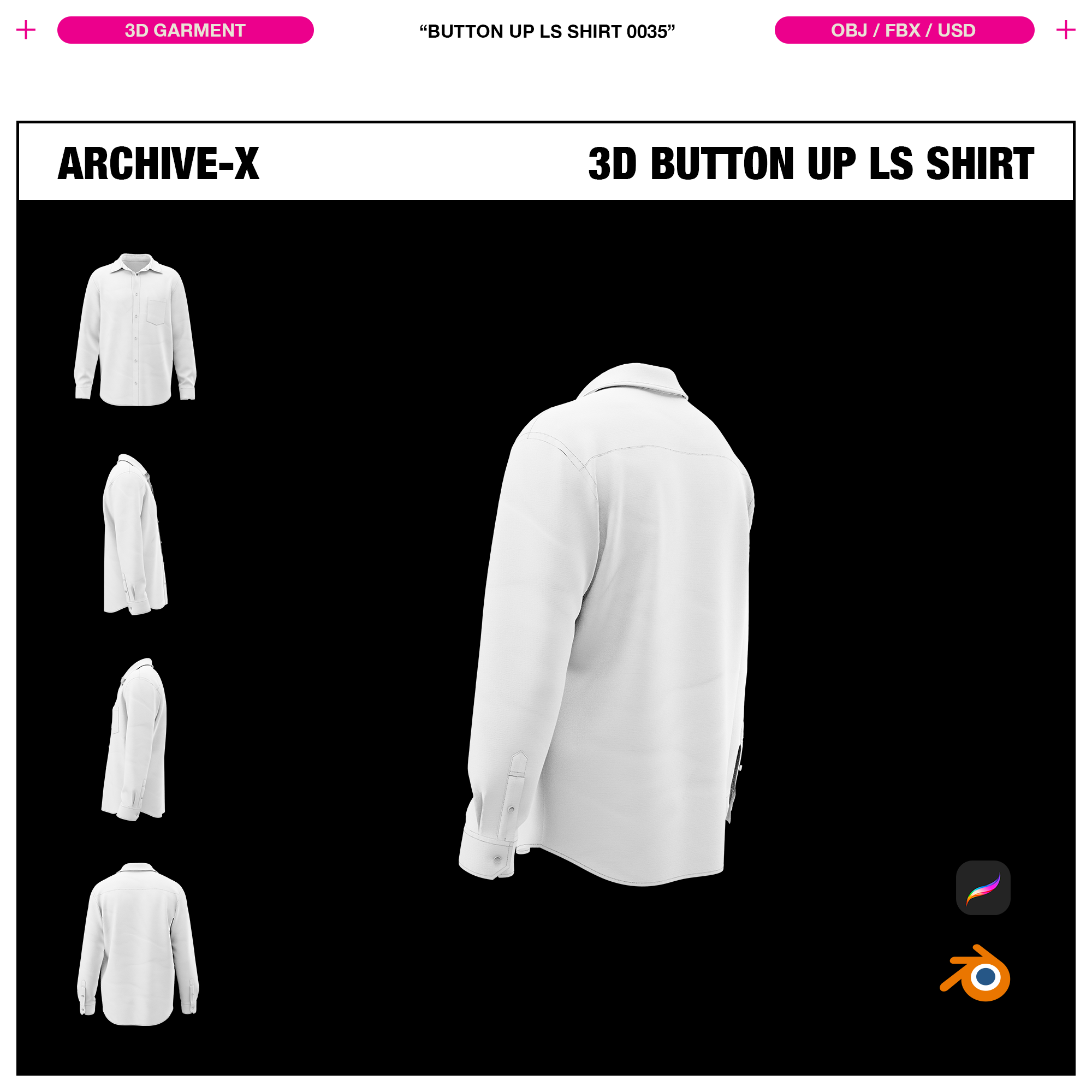 BUTTON UP LS SHIRT - 3D GARMENT