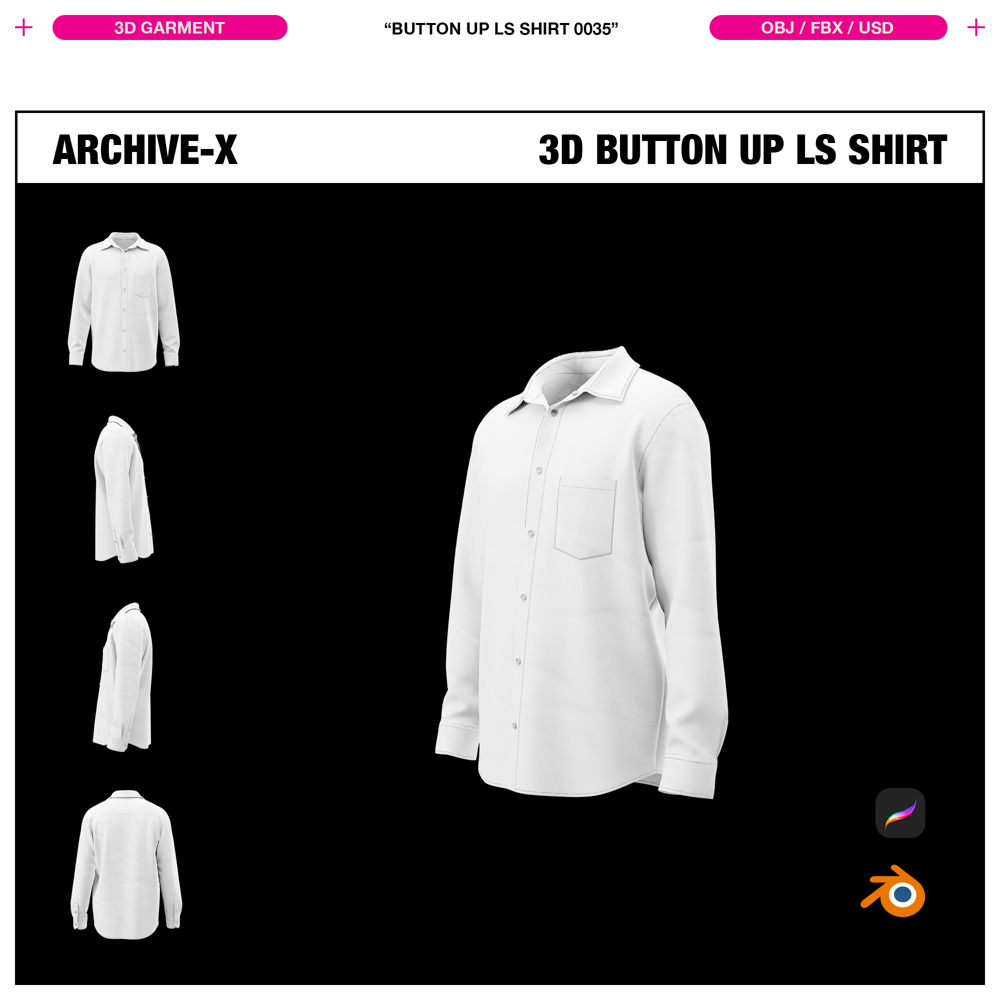 BUTTON UP LS SHIRT - 3D GARMENT