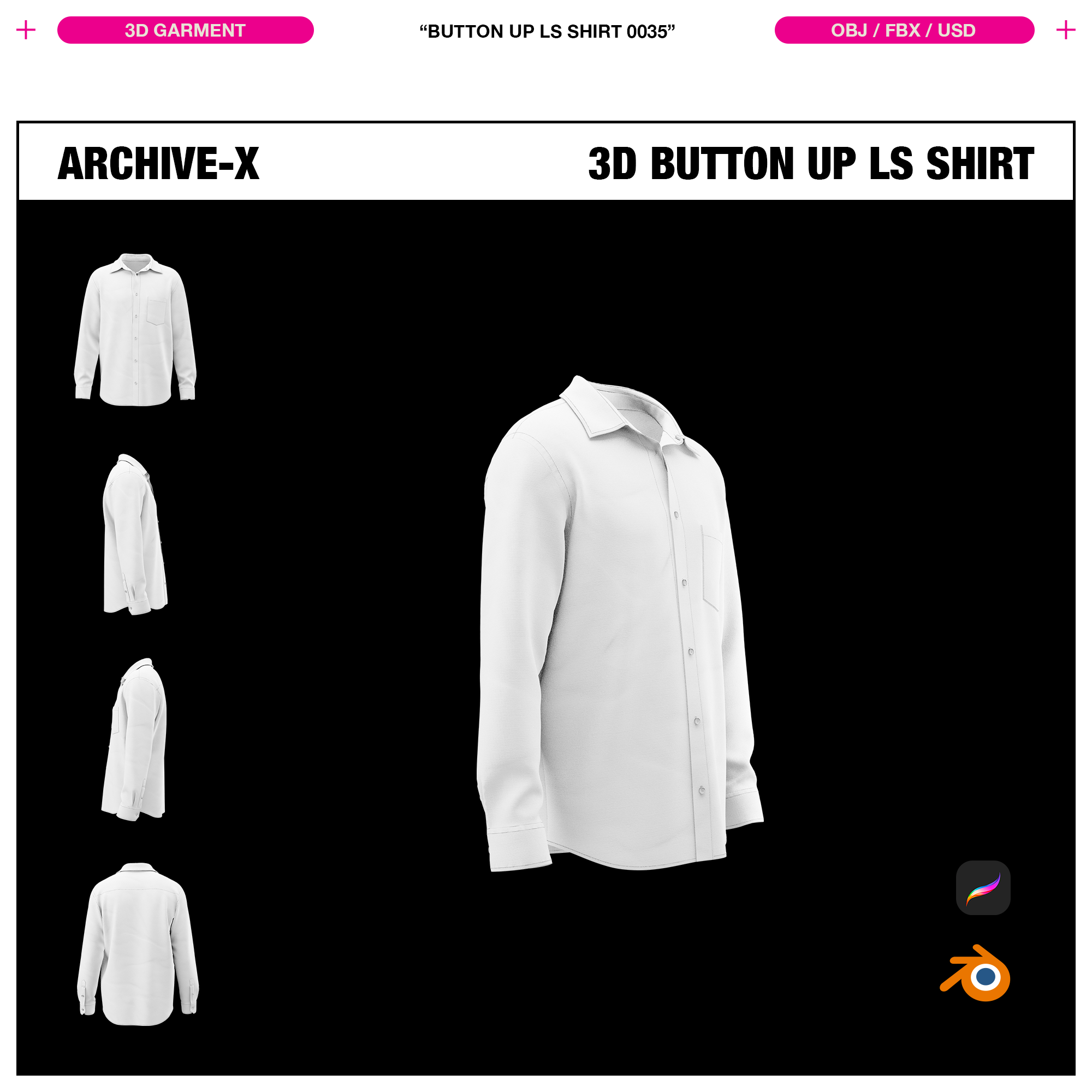 BUTTON UP LS SHIRT - 3D GARMENT