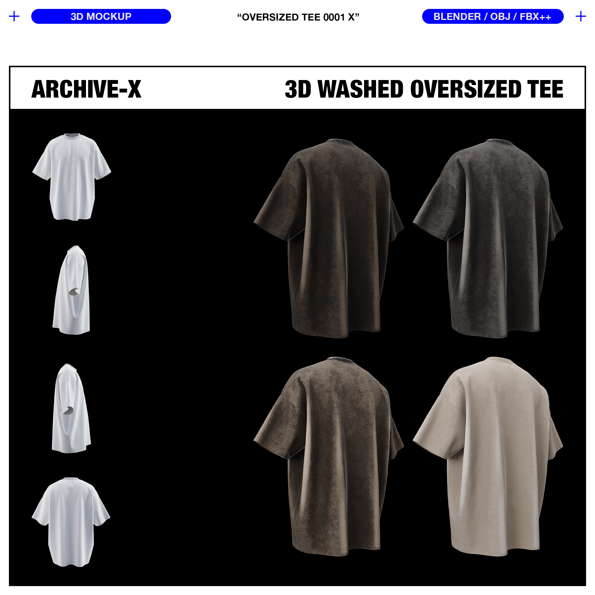 WASHED OVERSIZED TEE 0001 X - 3D MOCKUP