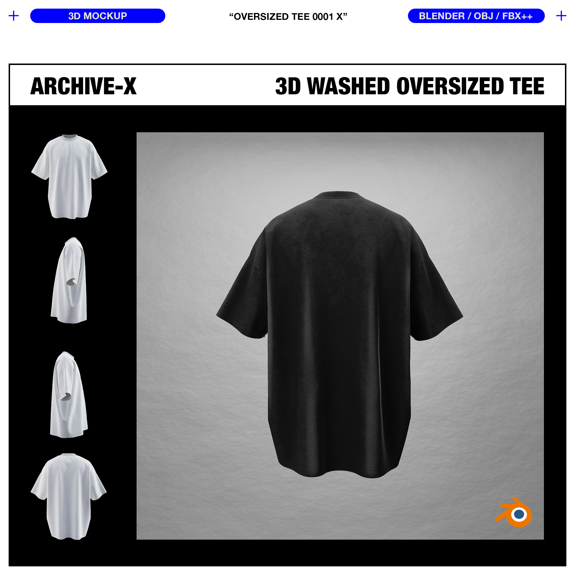 WASHED OVERSIZED TEE 0001 X - 3D MOCKUP