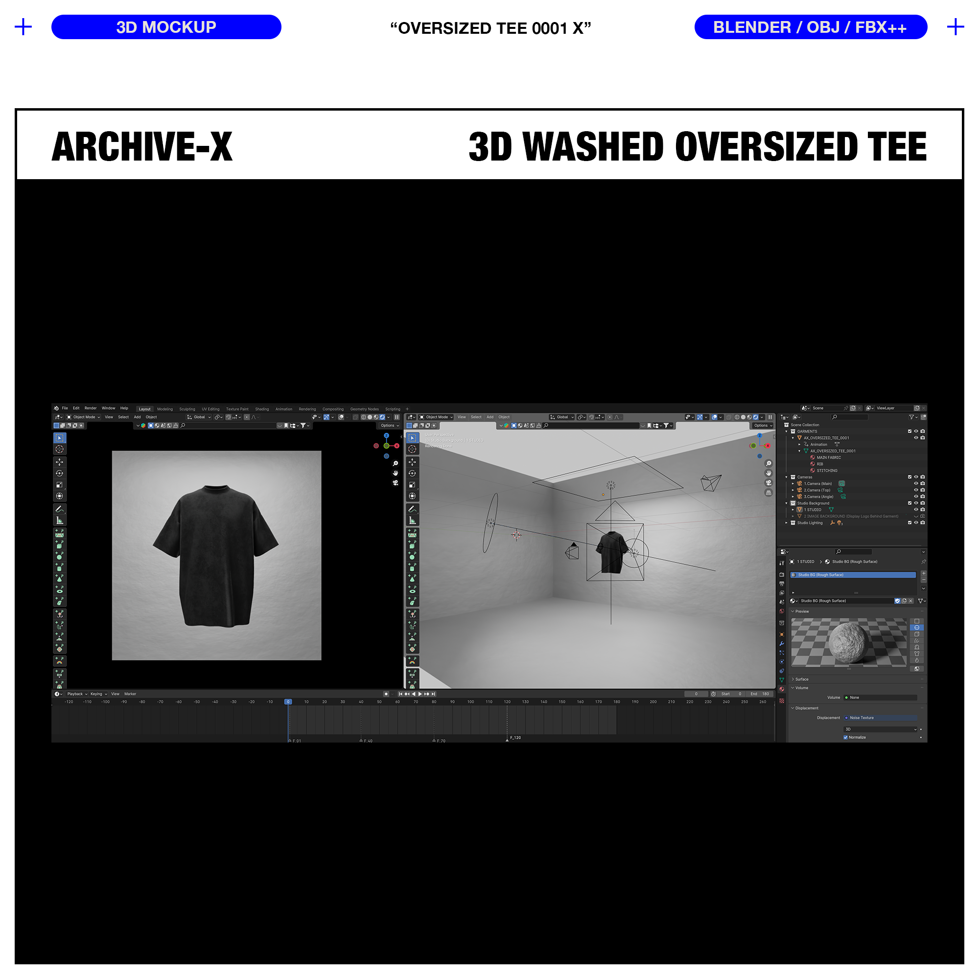 WASHED OVERSIZED TEE 0001 X - 3D MOCKUP