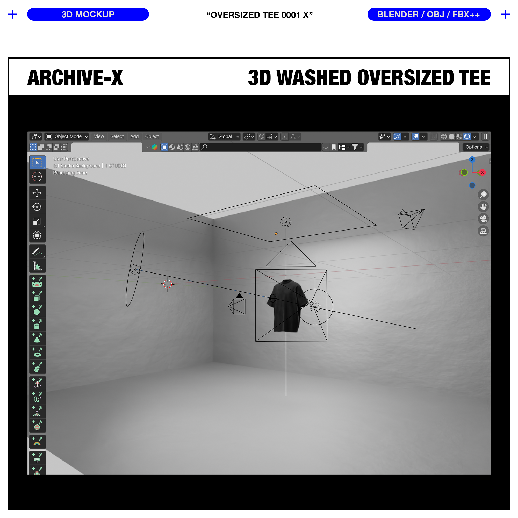 WASHED OVERSIZED TEE 0001 X - 3D MOCKUP