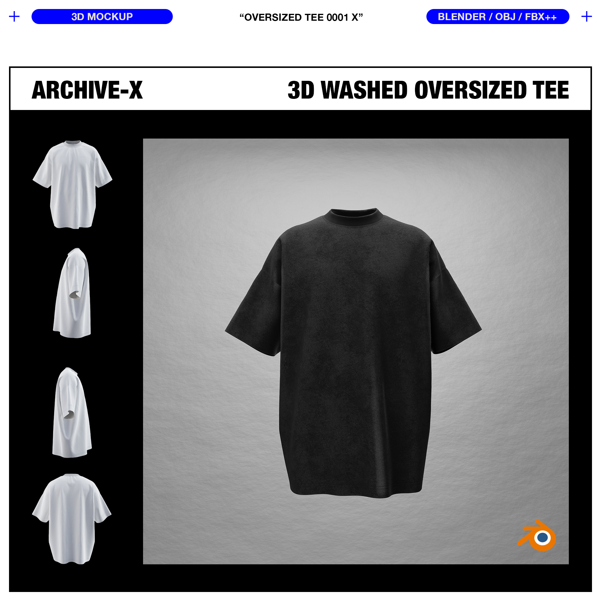 WASHED OVERSIZED TEE 0001 X - 3D MOCKUP