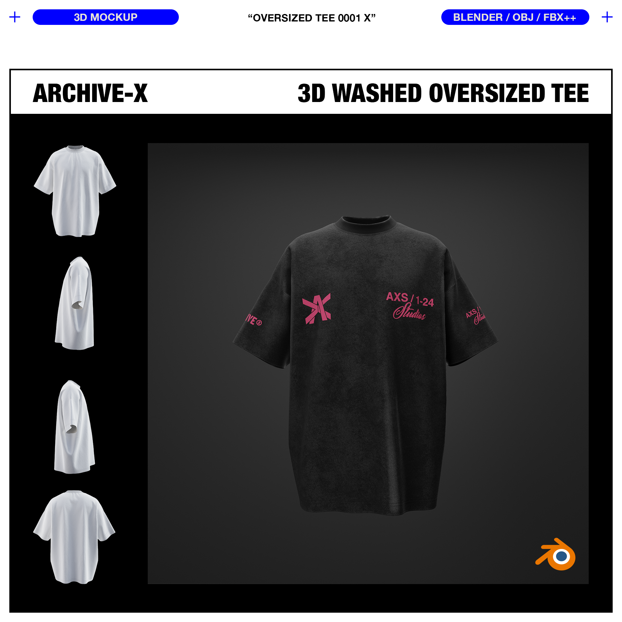 WASHED OVERSIZED TEE 0001 X - 3D MOCKUP