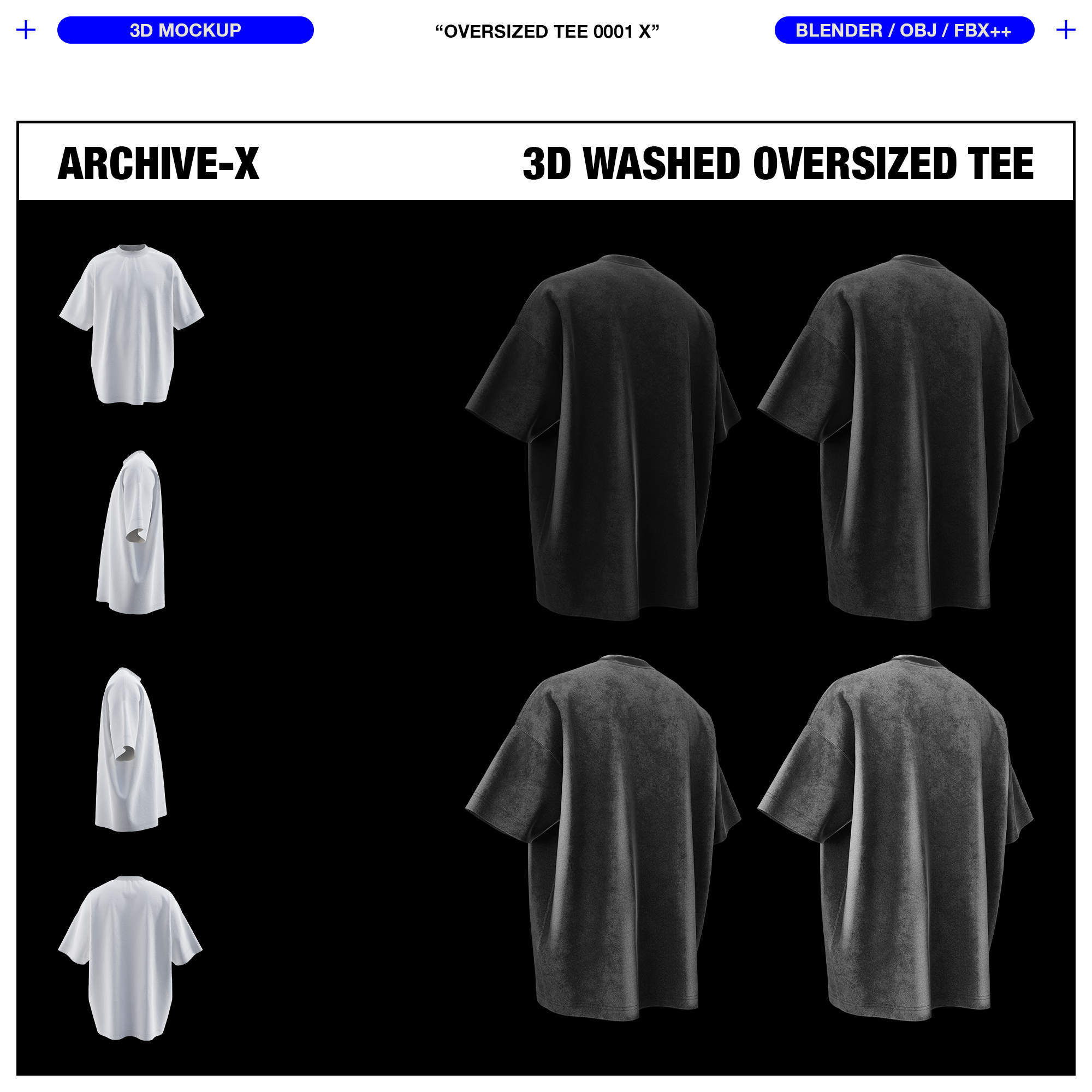 WASHED OVERSIZED TEE 0001 X - 3D MOCKUP