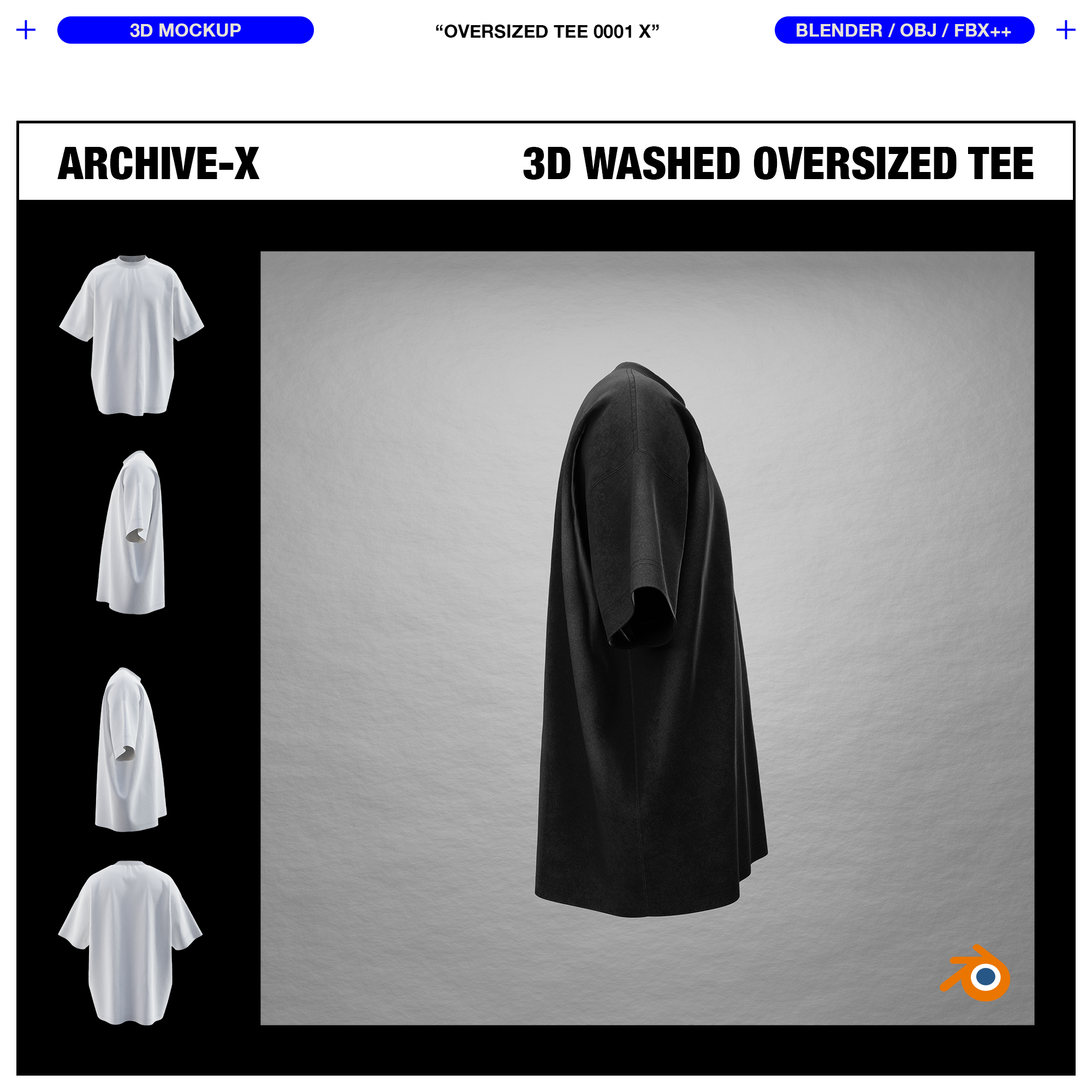 WASHED OVERSIZED TEE 0001 X - 3D MOCKUP