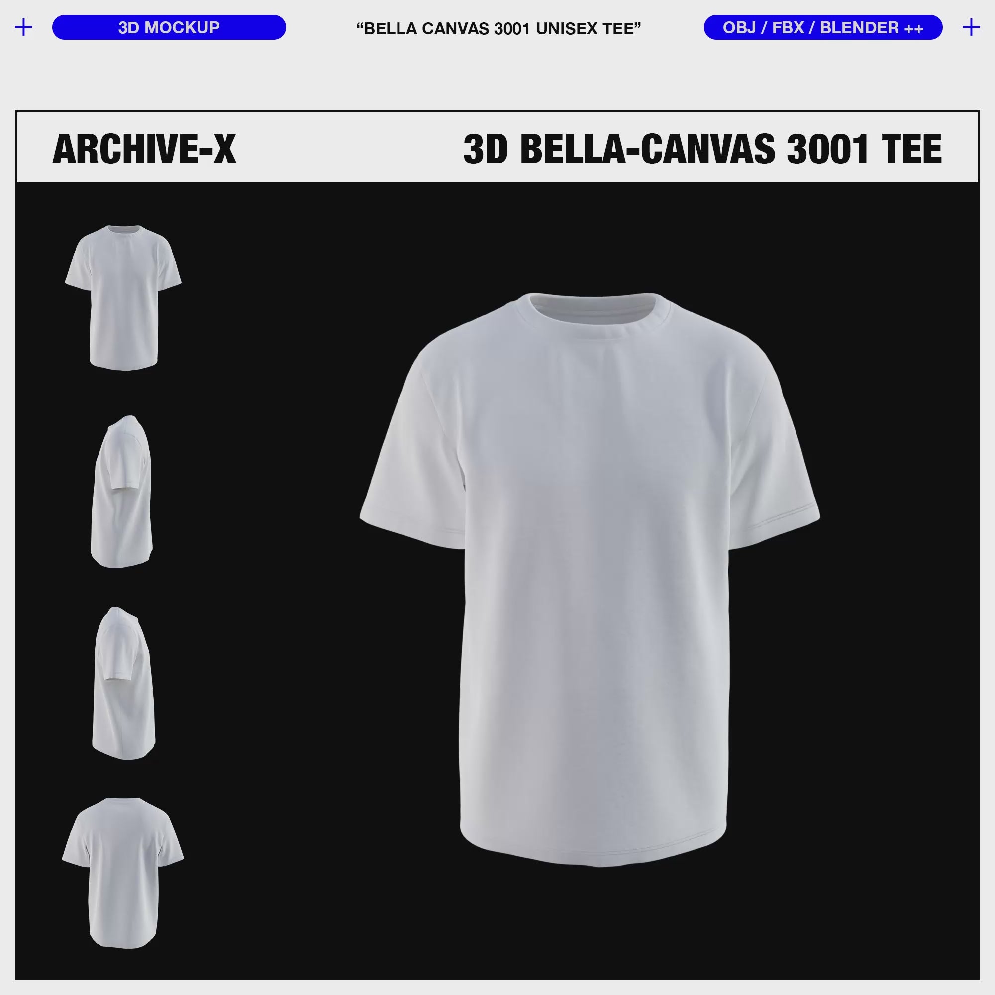 360 rendered animation of the ARCHIVEX Bella Canvas 3D TShirt Mockup