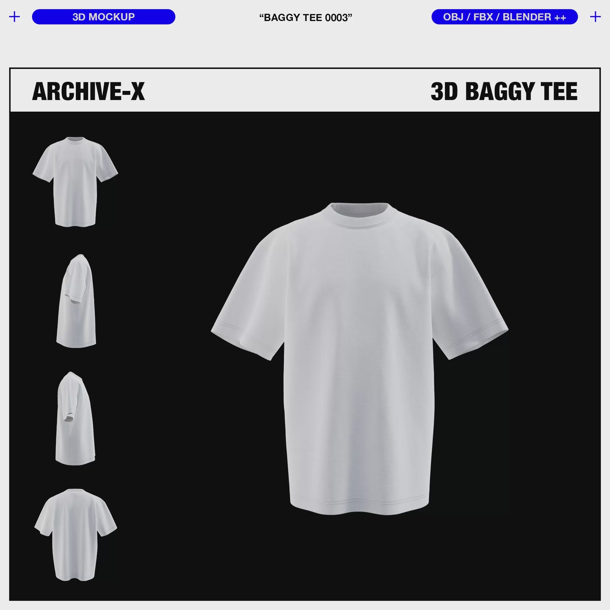 3D Animated Render export of our 3D Baggy Tshirt Mockup